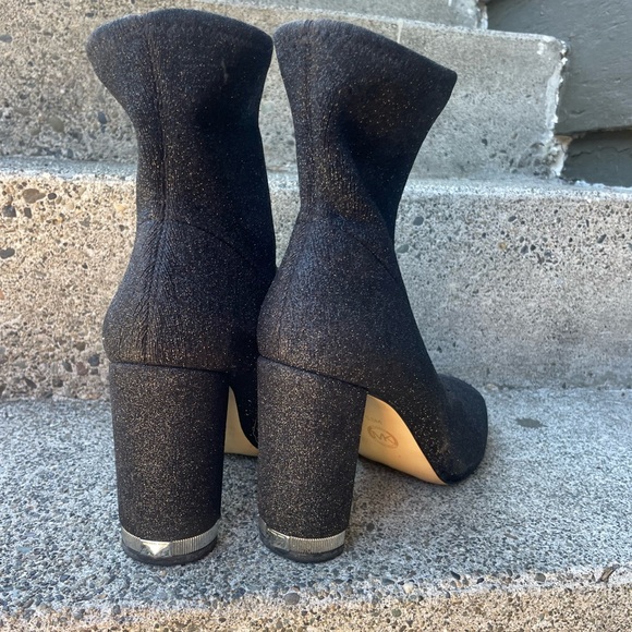 Michael Kors Mandy Sparkle Metallic High Heeled Sock Booties - Black Glitter - Picture 5 of 7